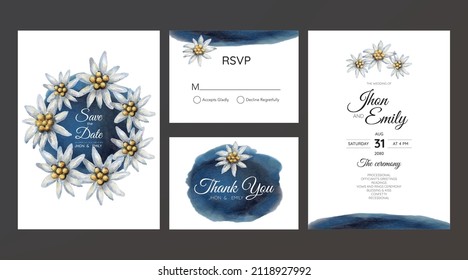 Edelweiss. Invitation to the wedding with edelweiss flowers