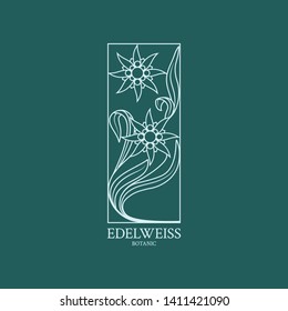 Edelweiss logo. Flower design of the logo with a hand-drawn flower of Edelweiss