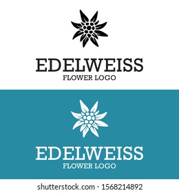 Edelweiss logo. A rare mountain flower that grows in the Alps and is a national symbol. Vector illustration isolated on white background for design and web.