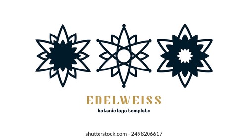 Conjunto de logotipos de Edelweiss. Concepto de diseño de logotipo de lujo para Floral Boutique, Belleza o spa. Vector minimalista del icono del logotipo de la flor. Símbolo creativo premium universal