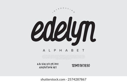 Edelyn typography beauty fashion elegant minimalist serif italic fonts decorative wedding vintage retro logos. Minimal luxury font alphabet logo. Vector illustration