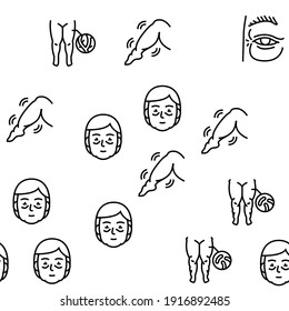 Edema Disease Symptom Vector Seamless Pattern Thin Line Illustration