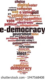 E-democracy word cloud concept. Collage made of words about e-democracy. Vector illustration 