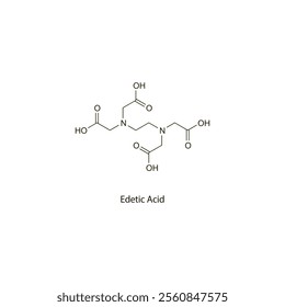 Edetic Acid flat skeletal molecular structure chelator drug used in poisoning treatment. Vector illustration scientific diagram.