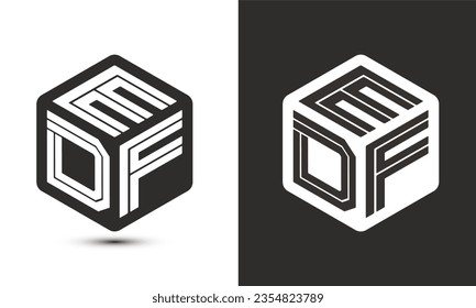 EDF letter logo design with illustrator cube logo, vector logo modern alphabet font overlap style. Premium Business logo icon. White color on black background
