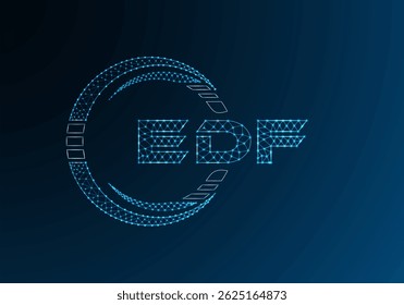 Projeto vetor de logotipo de letra baixa EDF. Projeto do logotipo poli inferior da EDF. Logotipo poli baixo.