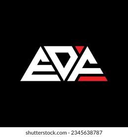 EDF triangle letter logo design with triangle shape. EDF triangle logo design monogram. EDF triangle vector logo template with red color. EDF triangular logo Simple, Elegant, and Luxurious design.