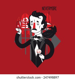 Edgar Allan Poe vector illustration