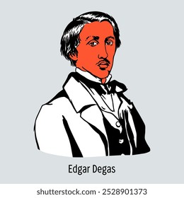 Edgar Degas is a French painter, one of the most prominent representatives of the impressionist movement. Vector illustration drawn by hand