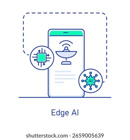 Edge AI, AI Chip, Mobile Intelligence, Smart Device, Machine Learning - Vektorsymbol für Technologieplattformen
