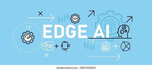 Edge AI conceptual database machine learning programming smart assistance real time networking device nodes internet of things algorithm artificial intelligence icon concept design illustration