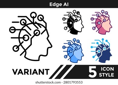 Edge AI icon for illustrating edge computing intelligence systems, local AI processing, and distributed inference concepts. Line, Filled, Color, Dualtone style.