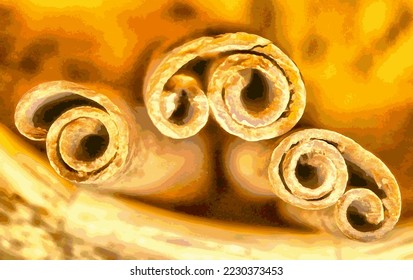 The edge of an aromatic spice cinnamon stick
