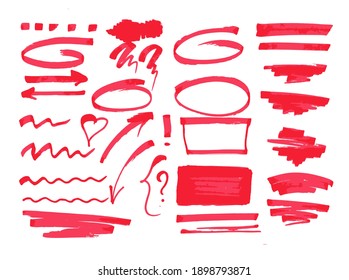 
Edge arrows, marginal notes, highlighting. The set of elements is drawn with markers. Doodle style, vector illustration.