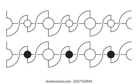 Edge borders curve and circle geometric elements repeat pattern for decoration