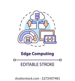 Edge computing concept icon. Faster data transmission. Metaverse technology abstract idea thin line illustration. Isolated outline drawing. Editable stroke. Arial, Myriad Pro-Bold fonts used