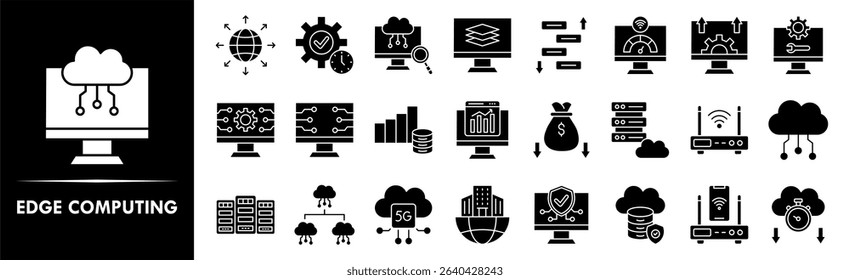 Edge Computing icon collection set. Containing design network, technology, internet, digital, information