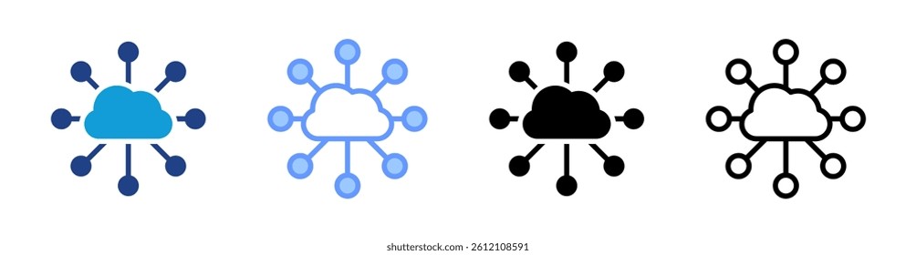Edge Computing icon set multiple style collection