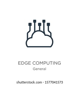 Edge Computing Icon. Thin Linear Edge Computing Outline Icon Isolated On White Background From General Collection. Line Vector Sign, Symbol For Web And Mobile