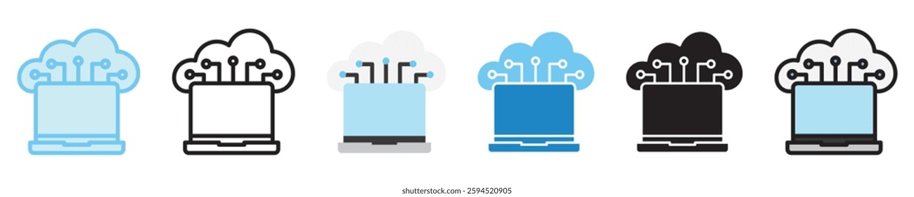 Edge Computing multi style icon set. use for modern concept, print, UI, UX kit, web and app development. Vector EPS 10, related to artificial intelligence, technology theme.