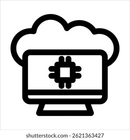 Edge Computing Outline Icon. Simple Vector Illustration on White Background