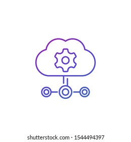 Edge Computing Technologies Line Icon With Cloud