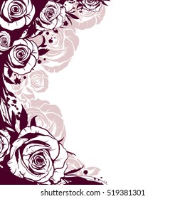 edge is decorated with flowers roses