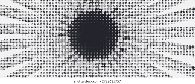 Marco de borde. Borde de dibujos animados de medio tono. Pop art dot. Patrón de atención. Textura de atención descolorida. Línea negra aislada sobre fondo blanco.