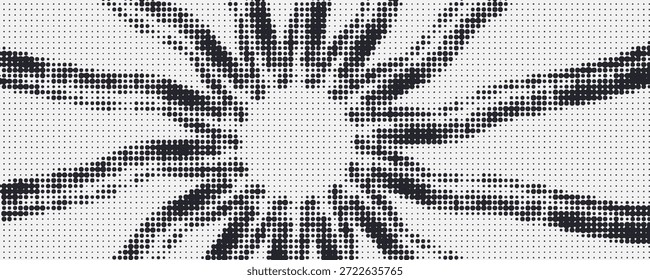 Marco de borde. Borde de dibujos animados de medio tono. Pop art dot. Patrón de atención. Textura de atención descolorida. Línea negra aislada sobre fondo blanco.