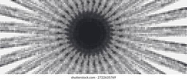 Marco de borde. Borde de dibujos animados de medio tono. Pop art dot. Patrón de atención. Textura de atención descolorida. Línea negra aislada sobre fondo blanco.