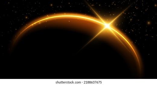 
The edge of a golden solar eclipse on a black background.
Golden eclipse for product advertising, natural phenomena, horror concept and others.
