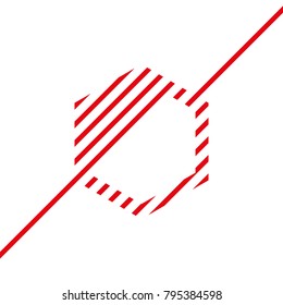 Edge hexagon built from a red line editable vector envelope effect