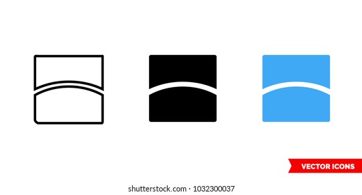 Edge icon of 3 types: color, black and white, outline. Isolated vector sign symbol.
