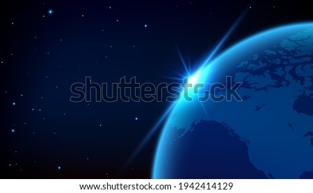 The edge of outer space is glowing earth, abstract vector tech background.