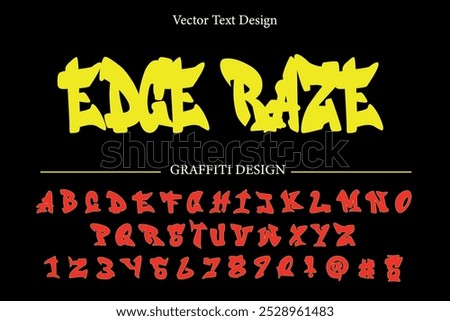 EDGE RAZE Graffiti Font vector text design, Perfect For logo designing, graffiti art, vector illustration, typography, wall art, and Other projects. SHOTLISTseason. 