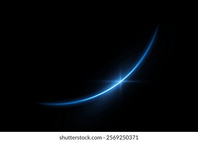 The edge of a solar eclipse. Blue bright star and shimmering glare, transparent sunlight special lens flare light effect. Solar flare. Sun flash. Png.