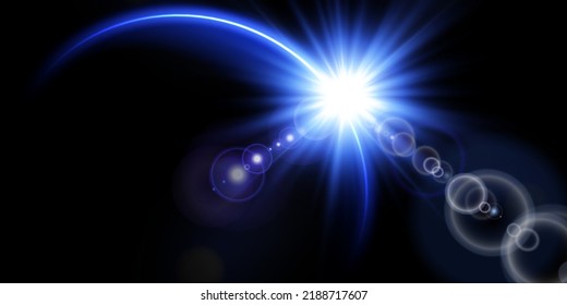 The edge of a solar eclipse on a black background, blue. Blue eclipse for product advertising, natural phenomena, horror concept and others.