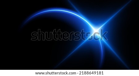 The edge of a solar eclipse on a black background, blue.
Blue eclipse for product advertising, natural phenomena, horror concept and others.