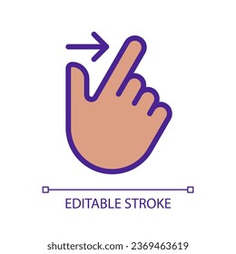 Edge swipe gesture pixel perfect RGB color icon. Touchscreen control. Open additional options. Tablet navigation. Silhouette symbol on white space. Solid pictogram. Vector isolated illustration