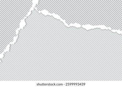 The edge of a torn paper sheet with a curled page on a blank background, Chile Map for design, Long Shadow, Flat Design