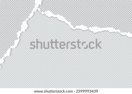 The edge of a torn paper sheet with a curled page on a blank background, Chile Map for design, Long Shadow, Flat Design