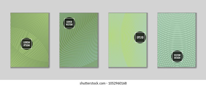 Edged geometrical lines notebook cover pattern. Minimalistic notepad cover template set. Colorful title page pattern for corporate notebook, dairy or notepad.