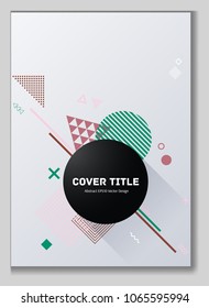 Edged memphis neo background with white, green and red geometrical shapes. Minimalistic front surface. Colorful memphis neo style graphic design for personal purpose.