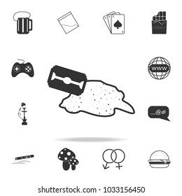 edged razor blade icon. Set of Human weakness and Addiction element icon. Premium quality graphic design. Signs, outline symbols collection icon for websites, web design on white background