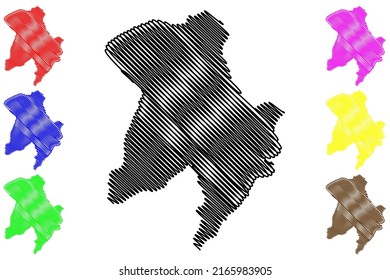 Edgeoya island (Kingdom of Norway, Svalbard) map vector illustration, scribble sketch Edge Island map