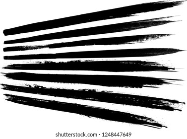 Edges Vector Set . Design Elements . Curved Grunge Borders , Dividers or Brush Strokes . Black straight lines . stripes with  grunge effects