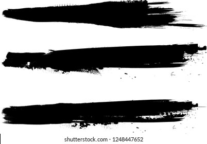 Edges Vector Set . Design Elements . Curved Grunge Borders , Dividers or Brush Strokes . Black straight lines . stripes with  grunge effects