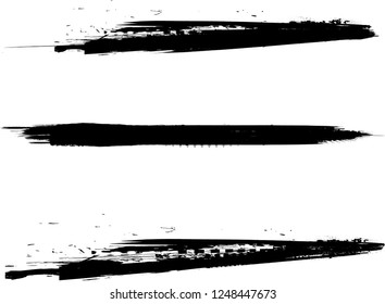 Edges Vector Set . Design Elements . Curved Grunge Borders , Dividers or Brush Strokes . Black straight lines . stripes with  grunge effects
