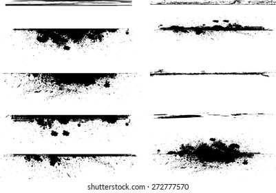 Edges Vector Set . Design Elements . Grunge Borders , Dividers or Brush Strokes .