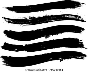 Edges Vector Set . Design Elements . Curved Grunge Borders , Dividers or Brush Strokes . Black wavy lines . stripes with  grunge effects
